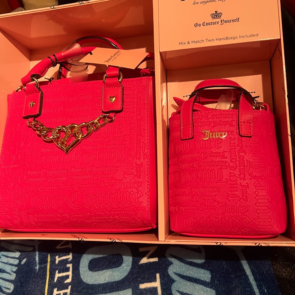 Juicy Couture Hot Pink Tote and Mini Bag Set